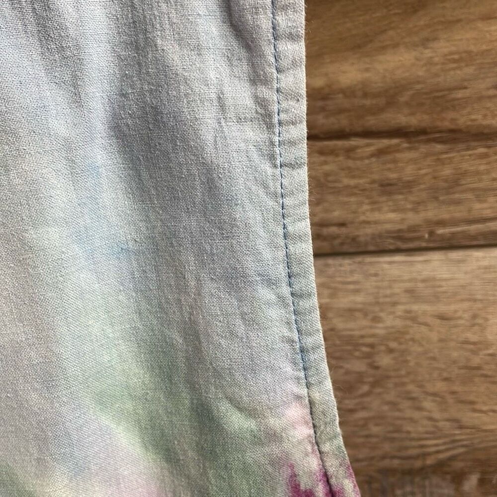 Vintage Tie Dyed Cotton Button Front Single Stitch Blue Vest Size Small Medium - Picture 4 of 7
